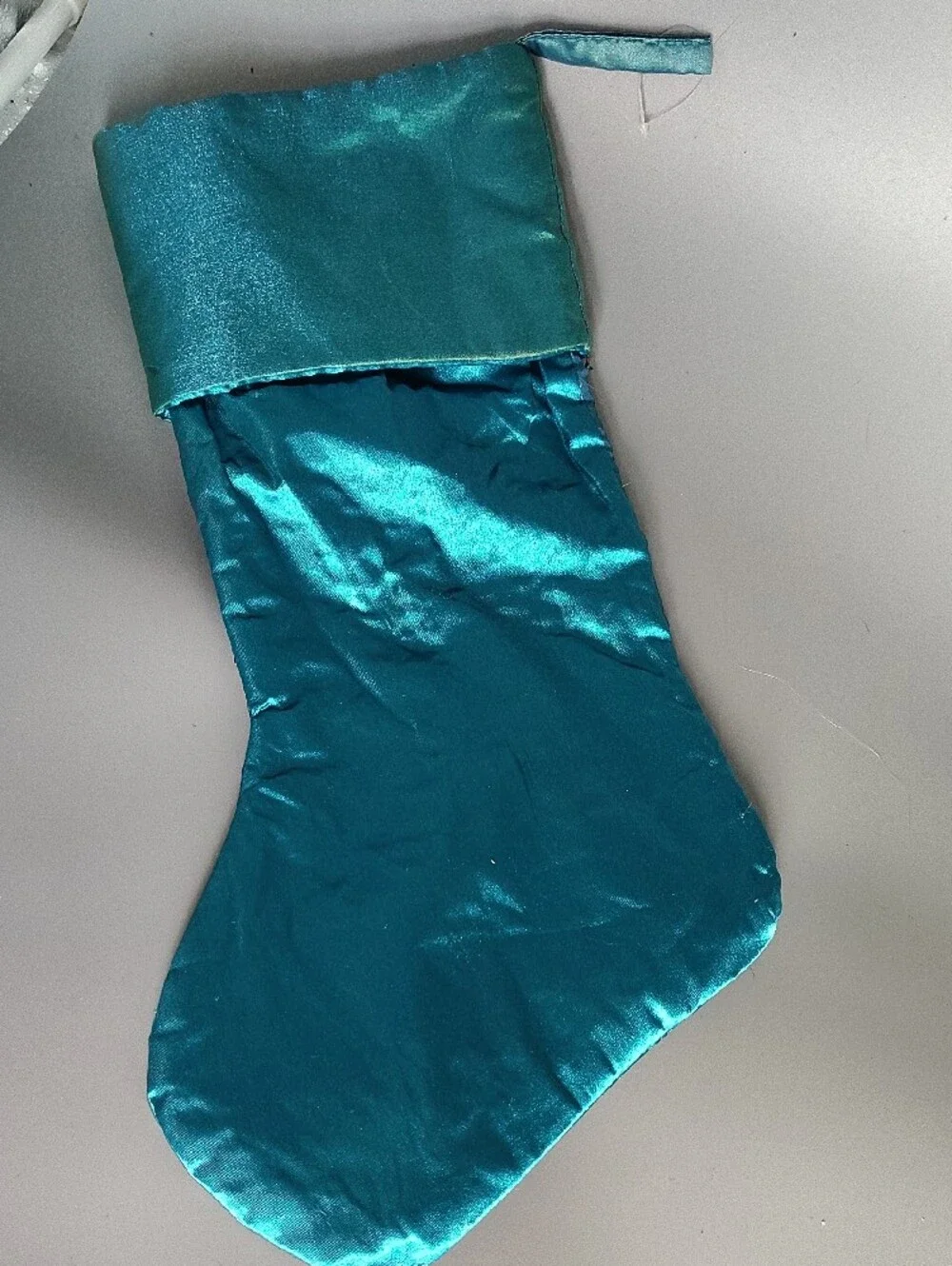 Teal Peacock-Embroidered Holiday Stocking
